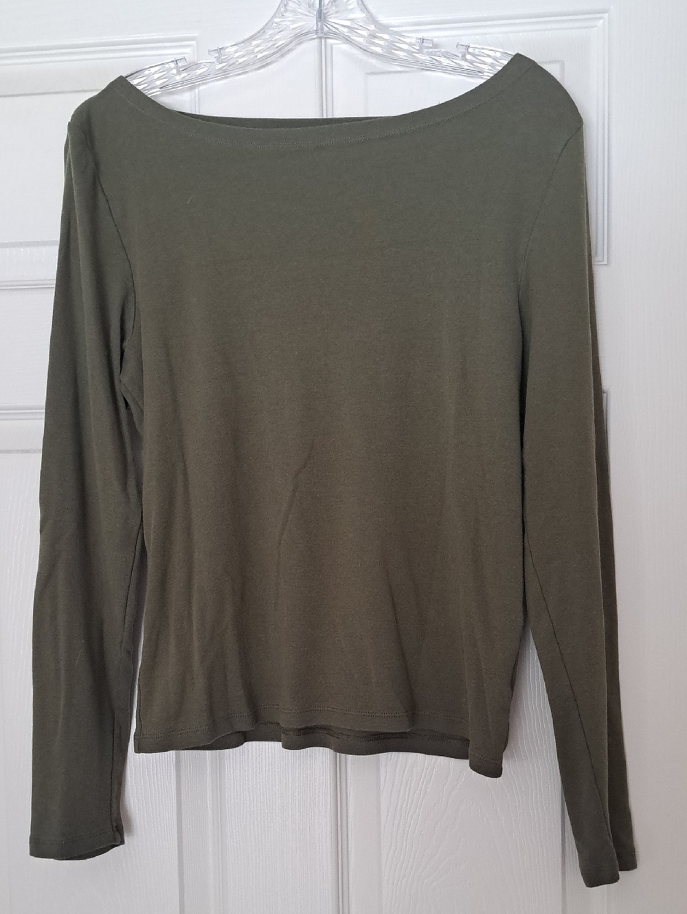 GAP Factory Olive Green Long-Sleeve Boatneck Top